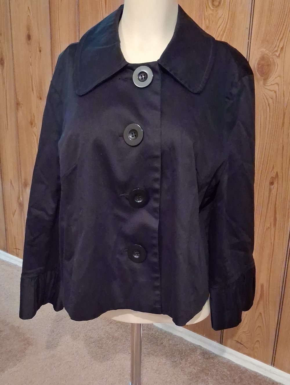 INC International Concepts Black Pea Coat with Oversized Buttons
